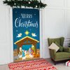 Christmas Nativity Scene Door Cover Merry Christmas Door Banner Backdrop Nativity Banner for Front Door Porch Holidays Decorations, 35 x 71 Inch