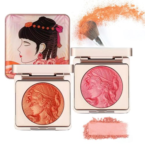 Generic Embossed Smooth Powder Blush Palette For Cheeks,Embossed Girl Blush for Cheeks,Matte Face Powder Blush Palette(Pink+Orange), Red