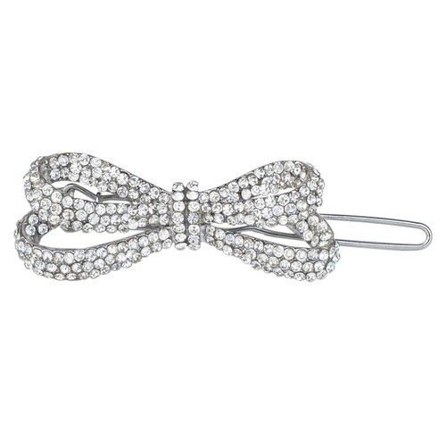 EVER FAITH Silver-Tone Austrian Crystal Wedding Little Bowknot Hair Clip Clear