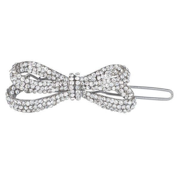 EVER FAITH Silver-Tone Austrian Crystal Wedding Little Bowknot Hair Clip Clear