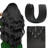 Sunya Clip in Hair Extensions Real Human Hair Jet Black Human Hair Clip in Extensions Double Weft Black Human Hair Clip ins Straight Hair Extensions Clip ins 20 Inch #1 8Pcs/120g