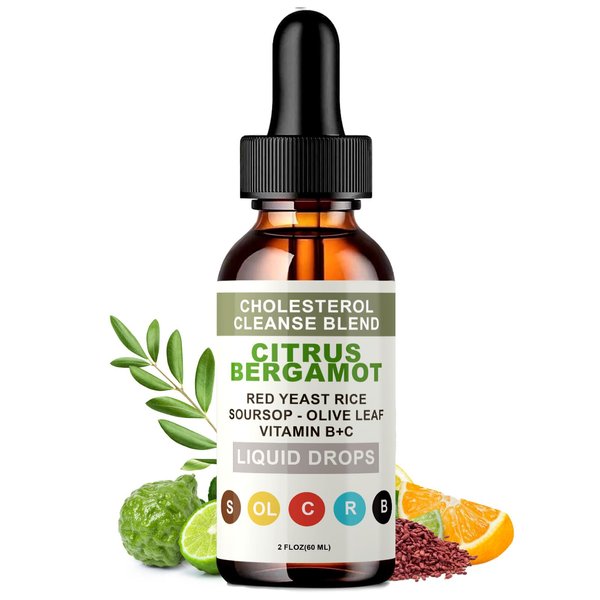 RESONA Red Yeast Rice Drops - High Absorption Cholesterol Support Blend with Citrus Bergamot, Olive Leaf & Soursop - Natural, Non-GMO, Vegan - 2 fl oz (1)