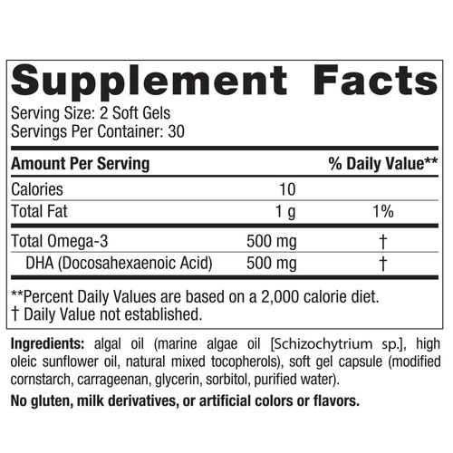 Nordic Naturals Algae DHA - 90 Soft Gels - 500 mg Omega-3 DHA - Certified Vegan Algae Oil - Plant-Based DHA - Brain, Eye & Nervous System Support - Non-GMO - 45 Servings