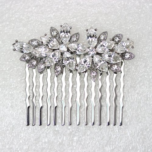 Faship Gorgeous Clear Rhinestone Crystal Floral Hair Comb