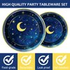 96 Pcs Starry Night Plates and Napkins Party Supplies Sweet theme Tableware Set Galaxy Party Decorations Favors for Outer Space Birthday Baby Shower Serves 24 Guests