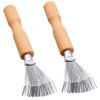 Jozlynn 2 Pieces Hair Brush Cleaner Tool Cleaning Tool Comb Cleaner Hair Brush Cleaner Comb Brushes Mini Hair Dirt Remover Brush with Metal Wire Rake Wooden Handle for Home and Salon Use (Brown)