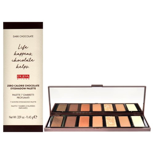 Pupa Milano Zero Calorie Chocolate Eyeshadow Palette 003 Dark Chocolate - 7-Shade Shadow Collection with Matte, Satin, and Metallic Colors - High Pigment Formula - Soft, Blendable Texture - 0.329 oz