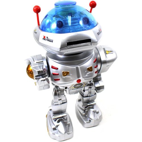 Kids 11-Inch Tall RC Light Up Dancing Robot Toy with Missile Disc Launcher