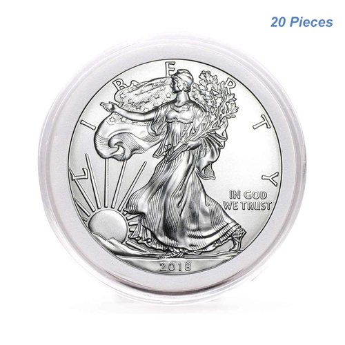 20pcs Clear Plastic Coin Capsules, Coin Collection Case of 5 Size with Adjustable Gasket for Coin Collection American Silver Eagle Liberty Coin &JFK Half Dollar & Bitcoin (19/21/25/30/40mm)-20pcs