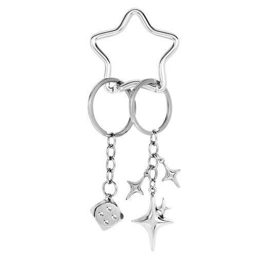 TRIWORKS Cute Keychain Aesthetic Charm Keychain Accessory Star Heart Pink Butterfly 8 Ball Dice Strawberry Key Chain for Keys Bags Purse Women Stylish Present