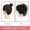 KETHBE Messy Bun Hair Piece,Synthetic Tousled updo Hair Buns Hair Piece Short Ponytail Faux Hair Scrunchie Extension with Elastic Rubber Band Fake Hair Bun Pieces Accessories for Women (Black)