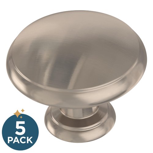 Franklin Brass Round Ringed (10-Pack) Cabinet Knobs Satin Nickel Drawer Knobs Kitchen Cabinet Knobs for Dresser Drawers Pulls and Knobs 1-1/4" Closet Door Knobs P35597K-SN-B