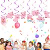 30pcs Cute Pig Party Hanging Swirl Decorations, Pink Piggy Pig Theme Ceiling Streamers Farm Animal Party Supplies Cartoon Pig Party Decor for Kids Birthday Party Baby Shower Room Decoration