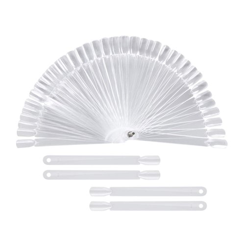 200 Pieces Nail Swatch Sticks Clear Square Nail Tips Nail Color Display Sticks Nail Swatches with Metal Screw Holder Fan Shaped Plastic Sample Sticks