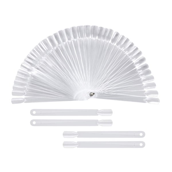 200 Pieces Nail Swatch Sticks Clear Square Nail Tips Nail Color Display Sticks Nail Swatches with Metal Screw Holder Fan Shaped Plastic Sample Sticks