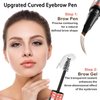 Microblading Eyebrow Pencil, Brow Gel Clear, 2 in 1 Clear Brow Gel Eye Brow Pen for Women, Curved Eyebrow Pen, Eyebrow Tinting Kit, Gel Para Cejas, Natural Hair-Like Brows, Last All Day (Light Brown)