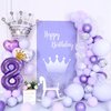 40 Inch Purple Number 1 & Mini Crown Balloon for Birthday Party Decorations, 1st Birthday Party Decorations Purple Theme Party Balloons Decorations Supplies