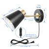 VATONI Plug in Wall Sconce, Dimmable Wall Sconce Adjustable Wall Lights with Plug in Cord and Dimmer On/Off Rotary Switch, Wall Mounted Light for Bedside Bedroom Doorway(One Bulb Included)