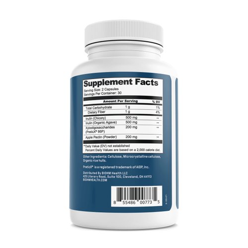 BIOHM Prebiotic Fiber Supplement - 4 Dietary Prebiotic Fiber That Nourishes Good Bacteria and Helps Improves Gut Health & Immune System - Includes Inulin & Apple Pectin Powder - (60 Capsules)…