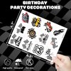 96 PCS Funny Race Car Checkered Flag Black and White Temporary Tattoos Sticker Birthday Party Decorations Supplies Favors Gifts Boys Girls Men Women Cute Racing Fake Tattoo School Prizes Carnival