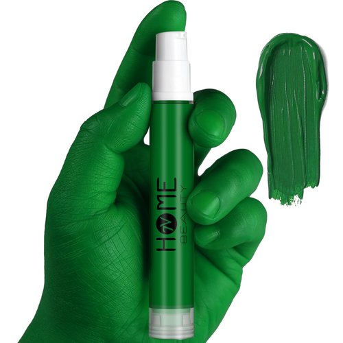 7V Home Beauty Green Face Body Paint, Washable Formula Matte Liquid Foundation for Halloween Costume Stage SFX Makeup (Green, 0.5 fl.oz)