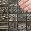 30 Sheets Silver Nail Art Stickers Aurora Silver Star Moon Nail Decals 3D Self-Adhesive Holographic Line Nail Stickers Laser Heart Letter Snowflake Leaf Nail Supplies for Women Girls Manicure DIY