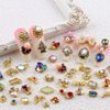 50pcs 3D Gold Nail Charms for Acrylic Nails Mix Styles Rhinestones for Nails Metal Nail Jewels for Nail Art Shiny Zircon Nail Rhinestones Alloy Nail Charm Pearl Nail Gems Cute Charms for Nails Design