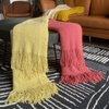 LOMAO Knitted Throw Blanket with Tassels Bubble Textured Soft Blanket Lightweight Throws for Couch Cover Home Decor (Red Mud, 50x60)