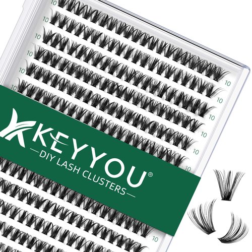 Lash Clusters 300Pcs Individual Lashes 40D 0.07D Curl 10mm Lash Extensions Clusters Lashes Soft&Natural False Eyelashes Individual DIY Eyelash Extension at Home(40D-0.07D,10mm)
