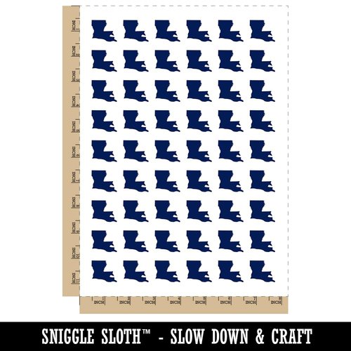 Louisiana State Silhouette Temporary Tattoo Water Resistant Fake Body Art Set Collection - 54 1" Tattoos (1 Sheet)