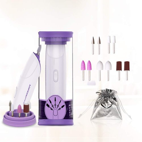 2-Pack Replacement Attachments for Electric Cordless Manicure/Pedicure Nail File Set with Stand & LED light, 5-in-1 Buffer, Polisher, Shaper, Shiner