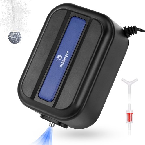 fishkeeper Aquarium Air Pump, 2.5W Small Fish Tank Aerator, 40GPH Quiet Oxygen Bubbler with Air Stone/Tubing/Check Valve/Connector for Fish Tank up to 60 Gallon