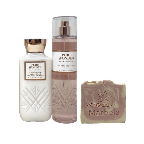 Bath & Body Works Pure Wonder 2 Piece Set - Fine Fragrance Mist and Body Lotion with a Himalayan Salts Springs Sample Soap