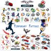 TopFunny Temporary Tattoos for Kids and Adults, 65Pcs Cartoon Soccer Sports Style Tattoos (10 Sheets) Waterproof Fake Tattoo Body Stickers World Cup Party Decoration Supplies Gifts Favors Football