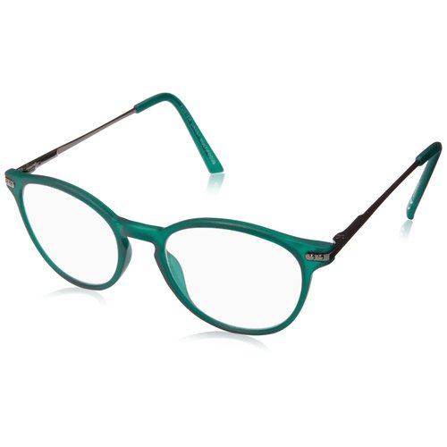 Foster Grant McKay Multifocus Round Reading Glasses, Rubberized Dark Teal with Gunmetal Temples/Transparent, 49 mm + 3