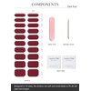 AutyaMee Semi Cured Gel Nail Strips (Dark Red)-20 PCS Wine Red Gel Nail Stickers Kit | Works With UV Light | Gel Nail Wraps, Salon Quality & Easy To Use