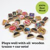15 Pieces - Wooden Traffic Signs For Kids - Zany Street Signs for Play Mats, Toy Trains and Cars - Wooden Street Signs Road Signs - Educational Preschool Train Track Accessories - Zany Trains Series 2