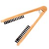Boar Bristle Clamp Hair Brush, Double Sided Brush Clamp Straightener,Professional Hair Straightening Comb Styling Tools,with Wooden Handle