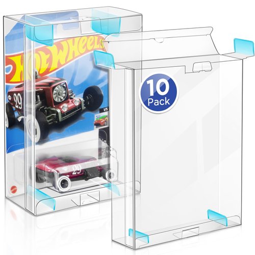 Display Case Compatible with Carded Model Cars, 1:64 Model Car Protector Display Case for Carded Diecast Cars, No Movement Design-(Ultimate 10 Packs)
