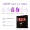 iBeautying Press on Nails - Chinese Red Solid Color False Nails | Stiletto Long Reusable Fake Nails in 10 Sizes - 24 Nail Kit with Jelly Glue Pad