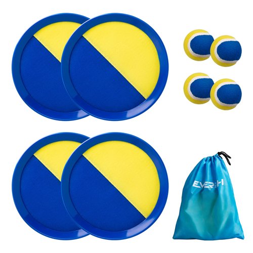 U&C Planet Beach Toys Outdoor Toys for Kids Ages 4-8, Toss and Catch Ball Set Paddle Ball and Catch Game Toys for Kids Adults Yard Lawn Indoor Family Games