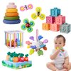 Baby Toys 6-12 Months, Montessori Toys for 1 Years Old, 6-in-1 Set Infant Toys with Sensory Toys, Spinner Toys for Babies, Baby Blocks, Stacking Toys, Learning Toys Gifts for Toddler Newborn, 32PCS