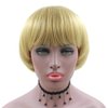 NEWPECK Girls Golden Mushroom Wig Short Bob Wig With Bangs Blonde Bowl Cut Wig Cap For Women