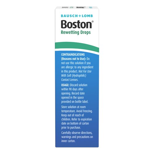 Boston Contact Lens Solution, Rewetting Solution for Gas Permeable Contact Lenses, 0.33 Fl Oz