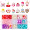 OSNIE Acrylic Bear DIY Bead - Jewelry Making Kit with 400+ Beads & Charms, Heart Cherry Cupcake Cloud Pendants Creative Children Bracelets Necklaces Rings DIY Making Art Craft Bead Kit for Kids Girls