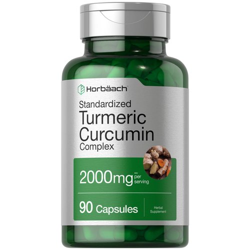 Horbäach Turmeric Curcumin with Black Pepper 2000mg | 90 Capsules | Complex Supplement with Bioperine | Non-GMO, Gluten Free