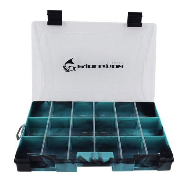 Evolution Outdoor 3600 Drift Series Fishing Tackle Tray – Seafoam Green, Colored Tackle Box Organizer with Removable Compartments, Clear Lid, 2 Latch Closure, Utility Box Storage