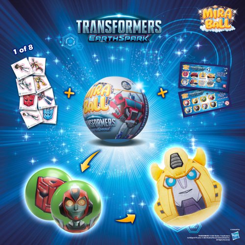 Transformers MiraBall Mystery Expandable MAXI Plush to Unbox, Collectible Squishy and Soft Plush with 4 Surprise, Limited Edition, Great Toy Gift for Kids Aged 3+ (4-Pack)