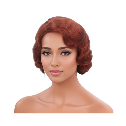 Baiansyy 1920s wigs for women Short Curly Flapper Wig Synthetic Heat Resistant Hair Full Wigs for Halloween Cosplay Costume Party Vintage Finger Wave Wigs(Redish Brown)