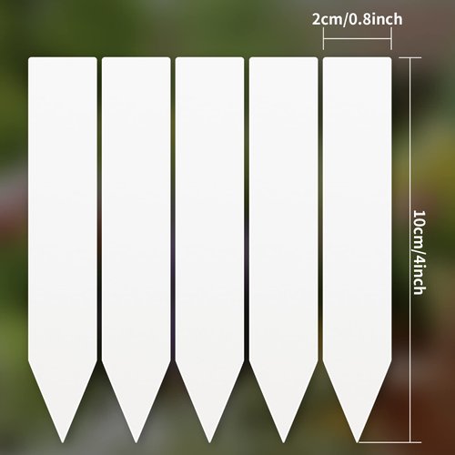 AMORNING 100Pcs 4 Inch Plant Labels,Plastic Waterproof Nursery Stake Tags,Pot Marker for Potted Plants (White)